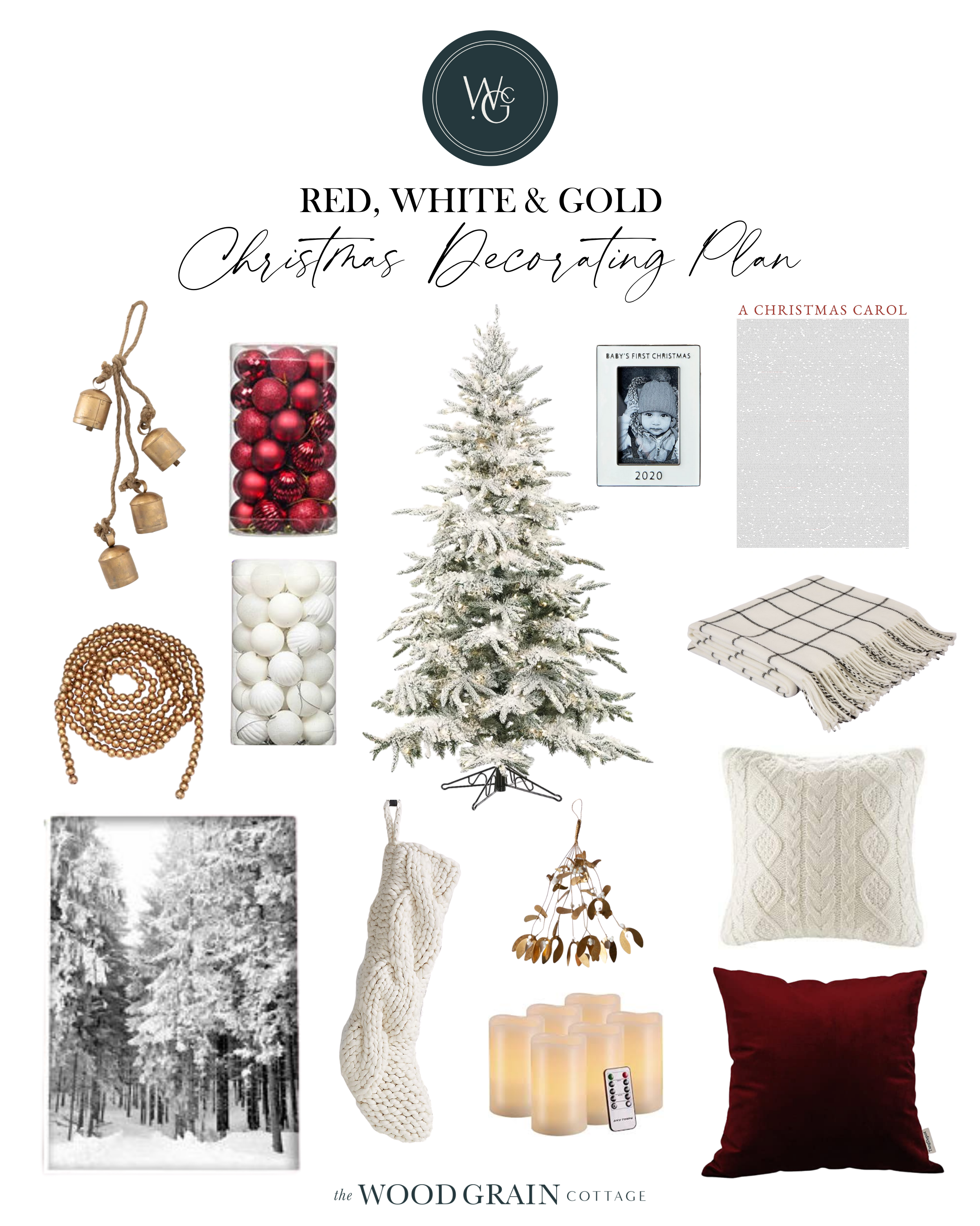 Red, White & Gold Christmas Decorating Plan